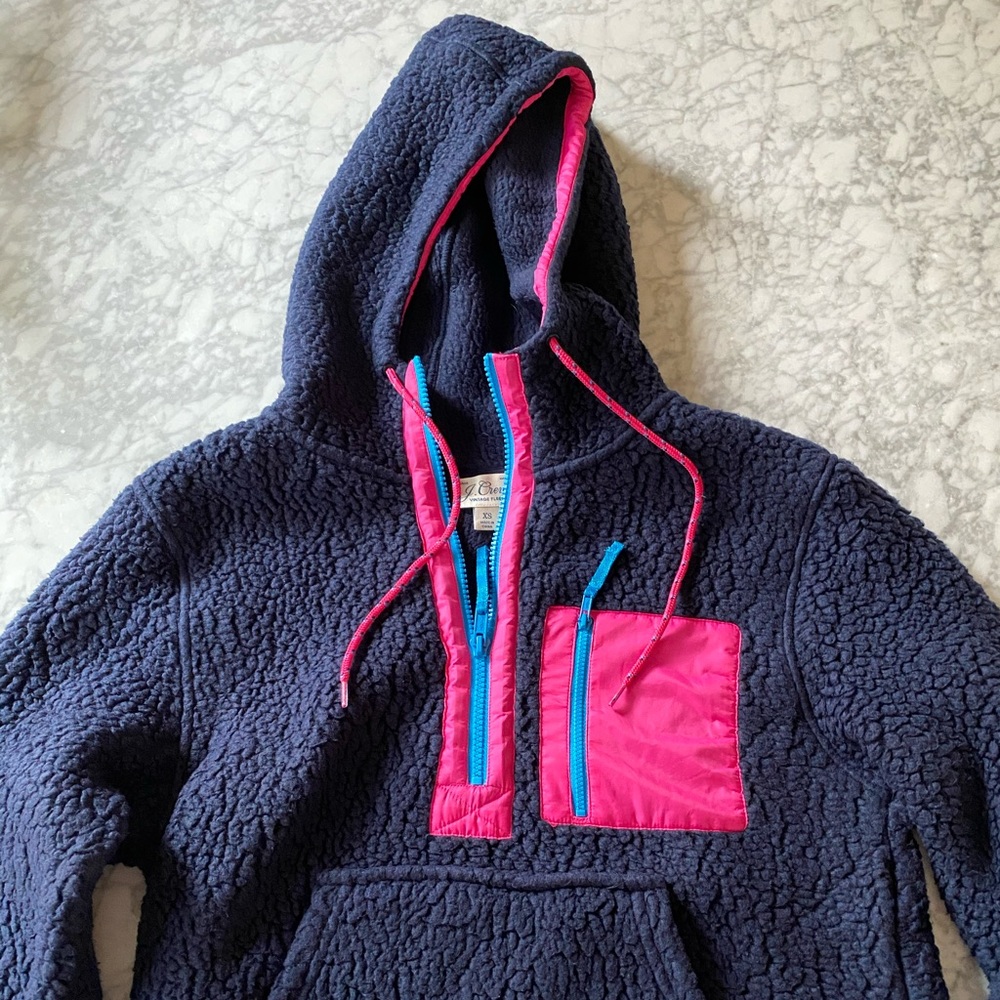J.Crew polartec Sherpa fleece half zip hoodie